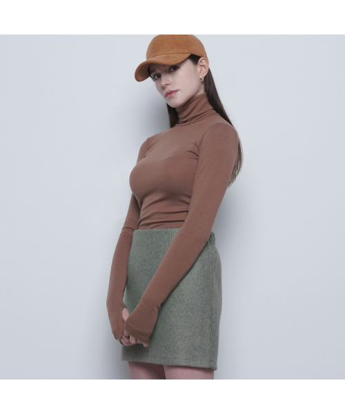 THE-ABON（エイボン）の「W25 uni warm warmer pola tee brown（Tシャツ/カットソー・レディース・ブラウン・FREE）」の2枚目の写真