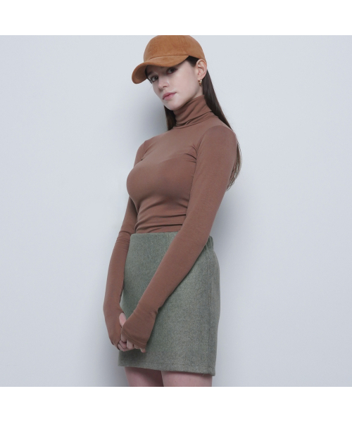 THE-ABON（エイボン）の「W25 uni warm warmer pola tee brown（Tシャツ/カットソー・レディース・ブラウン・FREE）」の3枚目の写真