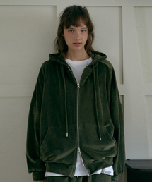 ODER（オディエール）の「ベルベットツーウェイフードジップアップ-カーキ（その他アウター）」