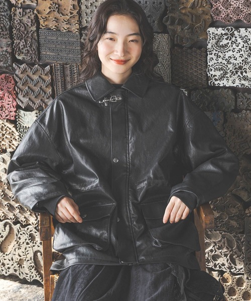 niko and...（ニコアンド）の「アソートファイヤーマンジャケット（ミリタリージャケット・レディース・ブラック/ブラウン/サックスブルー・LARGE/MEDIUM）」の7枚目の写真