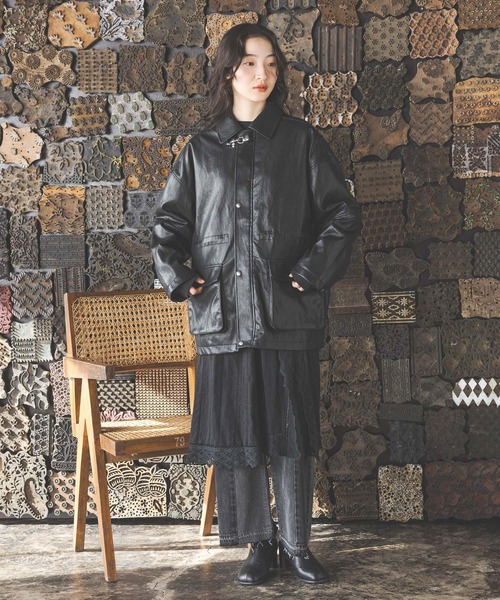 niko and...（ニコアンド）の「アソートファイヤーマンジャケット（ミリタリージャケット・レディース・ブラック/ブラウン/サックスブルー・LARGE/MEDIUM）」の5枚目の写真