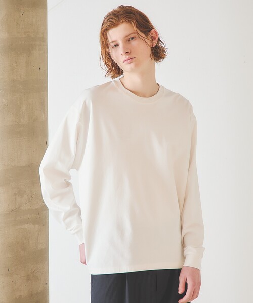 ABAHOUSE（アバハウス）の「コットンポンチ モダンフィット ロンT / オーバーサイズ（Tシャツ/カットソー・メンズ・ホワイト/ブラック・46/48）」の2枚目の写真