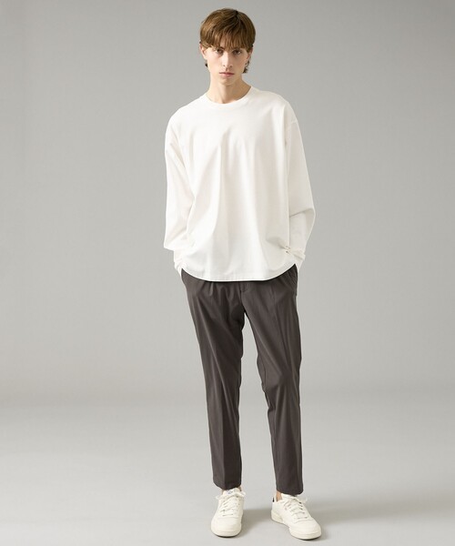 ABAHOUSE（アバハウス）の「コットンポンチ モダンフィット ロンT / オーバーサイズ（Tシャツ/カットソー・メンズ・ホワイト/ブラック・46/48）」の3枚目の写真