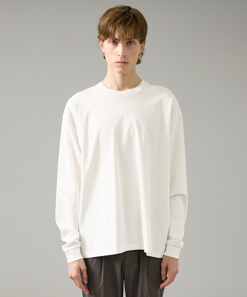 ABAHOUSE（アバハウス）の「コットンポンチ モダンフィット ロンT / オーバーサイズ（Tシャツ/カットソー・メンズ・ホワイト/ブラック・46/48）」の4枚目の写真