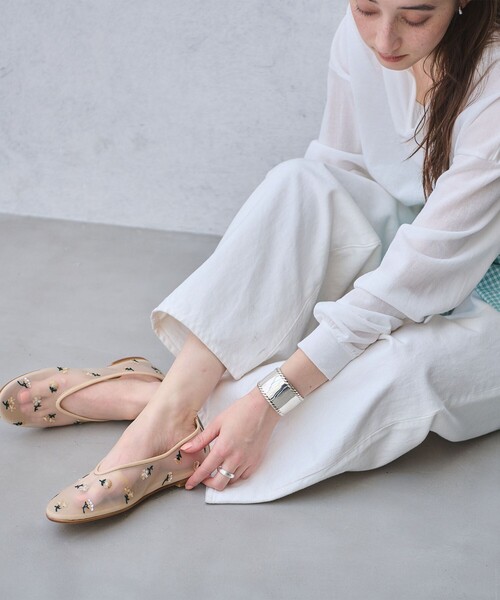 UNITED ARROWS(ユナイテッドアローズ)の「メッシュ フラワー フラットシューズ(バレエシューズ・レディース・ベージュ/ブラック・35/35h/36/36h/37/37h/38)」の10枚目の写真