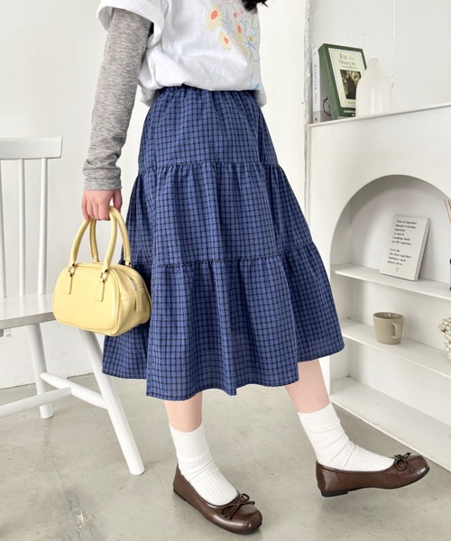 セール】チェック柄ティアードミディスカート（スカート）｜SOLLON