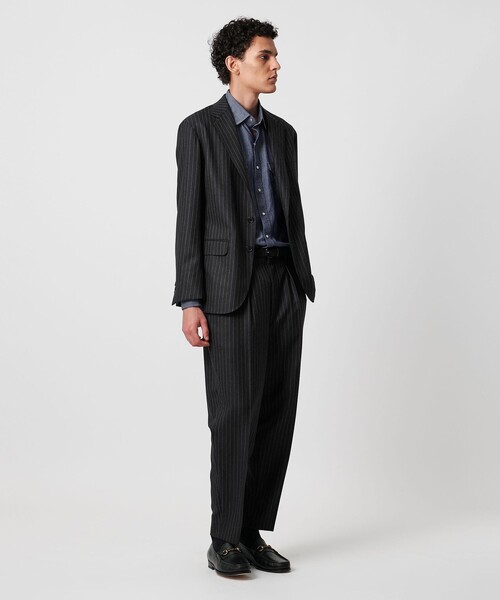 SOVEREIGN（ソブリン）の「＜SOVEREIGN＞DI PRAY ウール ストライプ 1プリーツ スラックス RELAX MODEL（スラックス・メンズ・ネイビー・XL）」の2枚目の写真