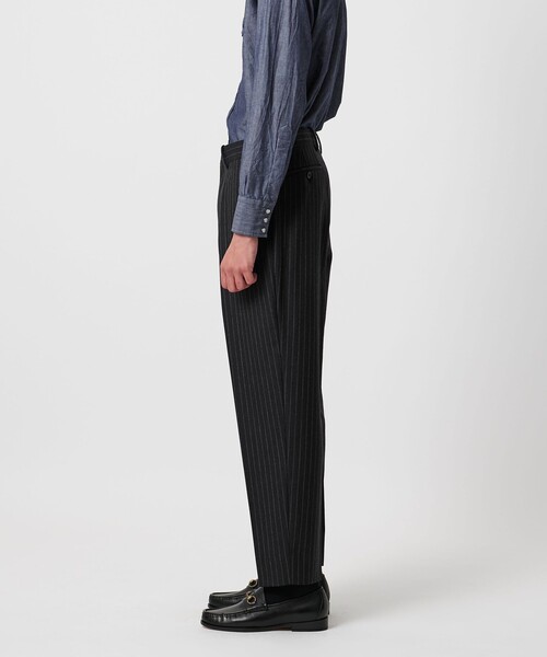 SOVEREIGN（ソブリン）の「＜SOVEREIGN＞DI PRAY ウール ストライプ 1プリーツ スラックス RELAX MODEL（スラックス・メンズ・ネイビー・XL）」の4枚目の写真