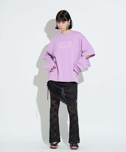 anna sui nyc(アナ スイ エヌ ワイ シー)の「スリーブスラッシュロングTシャツ(Tシャツ/カットソー・レディース・ブラック/パープル・FREE)」の14枚目の写真