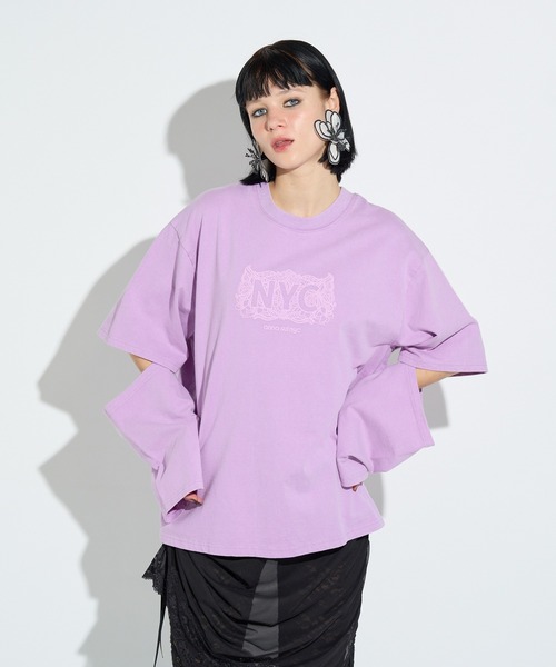 anna sui nyc(アナ スイ エヌ ワイ シー)の「スリーブスラッシュロングTシャツ(Tシャツ/カットソー・レディース・ブラック/パープル・FREE)」の10枚目の写真
