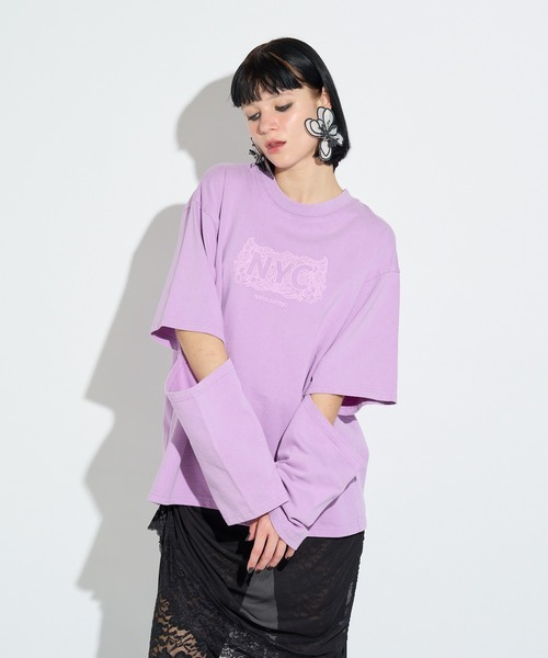 anna sui nyc(アナ スイ エヌ ワイ シー)の「スリーブスラッシュロングTシャツ(Tシャツ/カットソー・レディース・ブラック/パープル・FREE)」の11枚目の写真