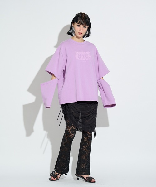 anna sui nyc(アナ スイ エヌ ワイ シー)の「スリーブスラッシュロングTシャツ(Tシャツ/カットソー・レディース・ブラック/パープル・FREE)」の15枚目の写真