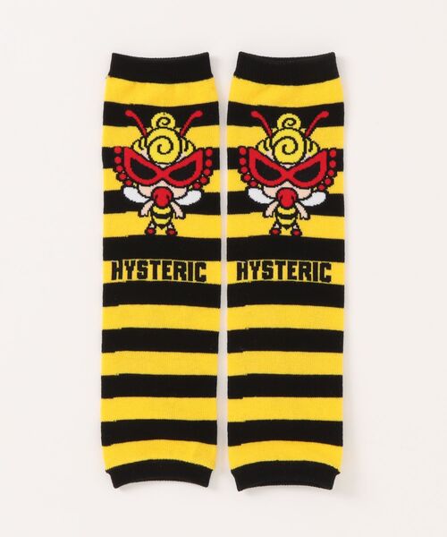 HYSTERIC MINI(ヒステリックミニ)の「LITTLE BEE ボーダー レッグウォーマー(ソックス/靴下・キッズ・イエロー系その他/ホワイト系その他・FREE)」の2枚目の写真