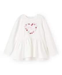 イチゴ刺しゅう ペプラム長袖Tシャツ