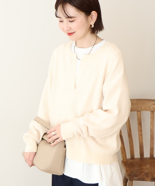 AMERICAN HOLIC(アメリカンホリック)の「ワッフルライクニットプルオーバー(ニット/セーター・レディース・アイボリー/ネイビー/グレイッシュベージュ・M/L)」の2枚目の写真