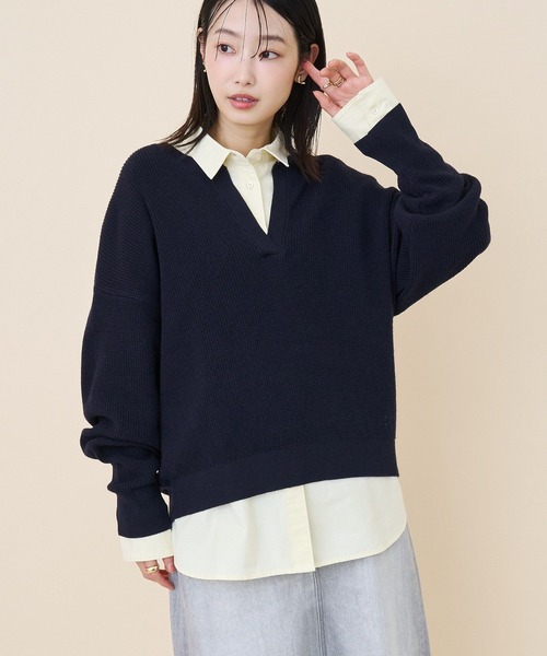 AMERICAN HOLIC(アメリカンホリック)の「ワッフルライクニットプルオーバー(ニット/セーター・レディース・アイボリー/ネイビー/グレイッシュベージュ・M/L)」の20枚目の写真