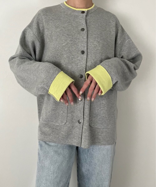 r.(アールドット)の「バイカラー ニットカーディガン(カーディガン/ボレロ・レディース・グレー/アイボリー/チャコールグレー・FREE)」の16枚目の写真