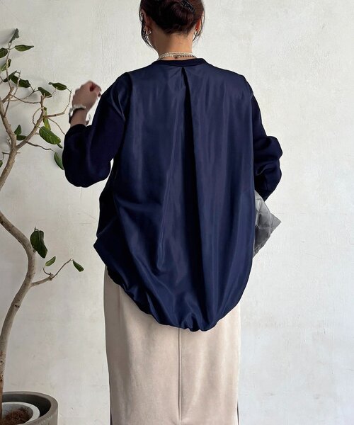 un dix cors（アンディコール）の「【ゆるっと楽ちん】ドロストプルオーバー（Tシャツ/カットソー・レディース・グレー/カーキ/オフホワイト/ネイビー/ブラック/ライトグレー・FREE）」の6枚目の写真