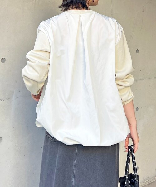 un dix cors（アンディコール）の「【ゆるっと楽ちん】ドロストプルオーバー（Tシャツ/カットソー・レディース・グレー/カーキ/オフホワイト/ネイビー/ブラック/ライトグレー・FREE）」の7枚目の写真