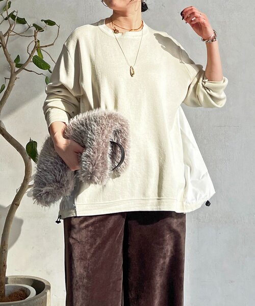 un dix cors（アンディコール）の「【ゆるっと楽ちん】ドロストプルオーバー（Tシャツ/カットソー・レディース・グレー/カーキ/オフホワイト/ネイビー/ブラック/ライトグレー・FREE）」の10枚目の写真