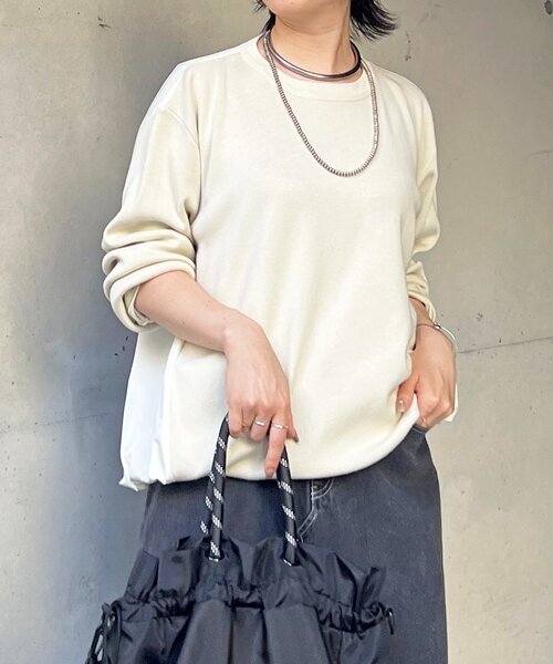un dix cors（アンディコール）の「【ゆるっと楽ちん】ドロストプルオーバー（Tシャツ/カットソー・レディース・グレー/カーキ/オフホワイト/ネイビー/ブラック/ライトグレー・FREE）」の13枚目の写真
