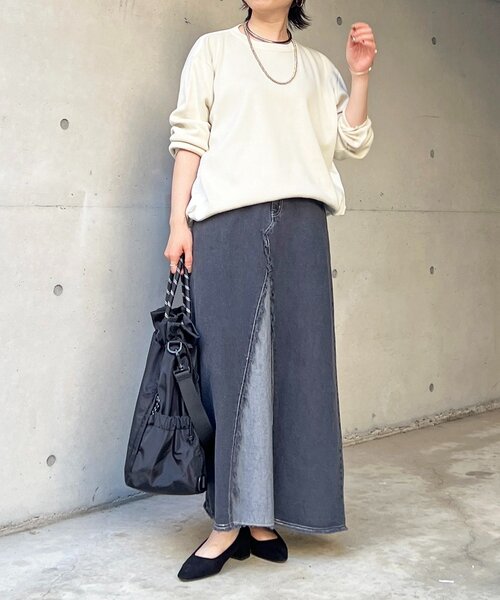 un dix cors（アンディコール）の「【ゆるっと楽ちん】ドロストプルオーバー（Tシャツ/カットソー・レディース・グレー/カーキ/オフホワイト/ネイビー/ブラック/ライトグレー・FREE）」の19枚目の写真
