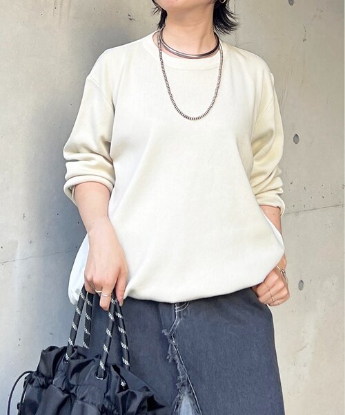 un dix cors（アンディコール）の「【ゆるっと楽ちん】ドロストプルオーバー（Tシャツ/カットソー・レディース・グレー/カーキ/オフホワイト/ネイビー/ブラック/ライトグレー・FREE）」の20枚目の写真
