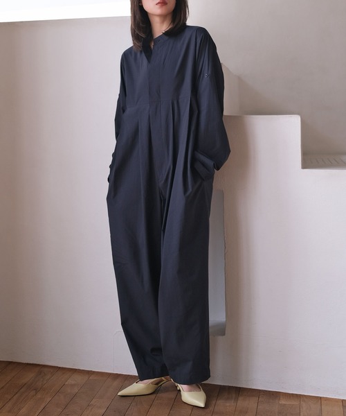 AKTE（アクテ）の「ボリュームタックジャンプスーツ（つなぎ/オールインワン・レディース・ネイビー/ストライプ/ピンク・2T/2/1）」の15枚目の写真