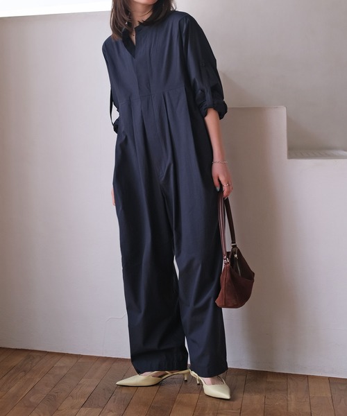 AKTE（アクテ）の「ボリュームタックジャンプスーツ（つなぎ/オールインワン・レディース・ネイビー/ストライプ/ピンク・2T/2/1）」の18枚目の写真