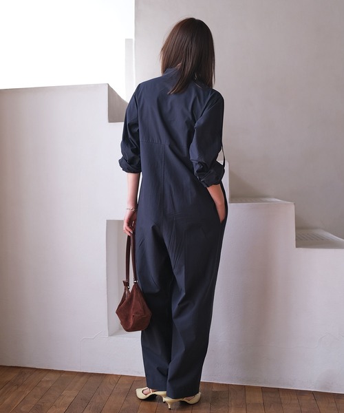 AKTE（アクテ）の「ボリュームタックジャンプスーツ（つなぎ/オールインワン・レディース・ネイビー/ストライプ/ピンク・2T/2/1）」の19枚目の写真