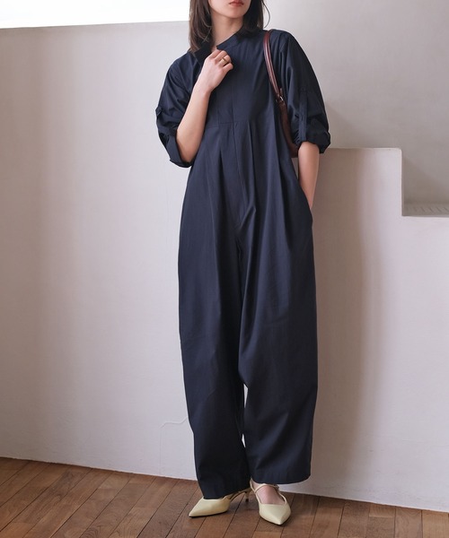 AKTE（アクテ）の「ボリュームタックジャンプスーツ（つなぎ/オールインワン・レディース・ネイビー/ストライプ/ピンク・2T/2/1）」の20枚目の写真