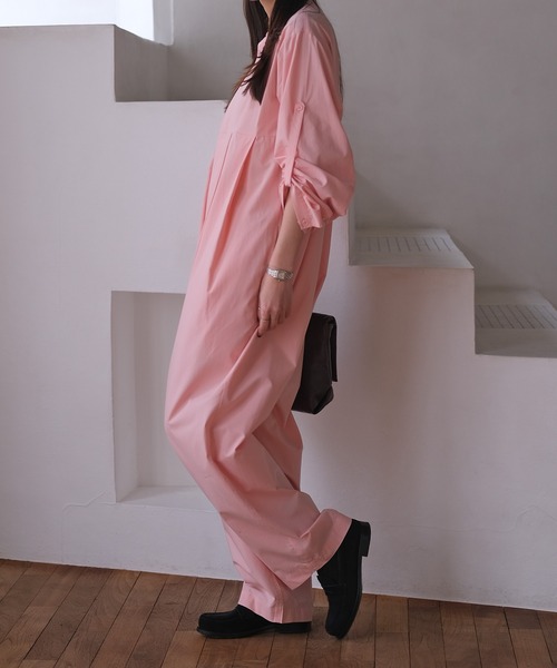 AKTE（アクテ）の「ボリュームタックジャンプスーツ（つなぎ/オールインワン・レディース・ネイビー/ストライプ/ピンク・2T/2/1）」の22枚目の写真