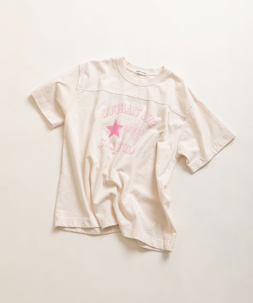 CHILD WOMAN(チャイルドウーマン)の「アメリカンドライ天竺 エトワールプリント フットボールTシャツ(Tシャツ/カットソー・レディース・ネイビー/アイボリー/グレー・FREE)」の2枚目の写真