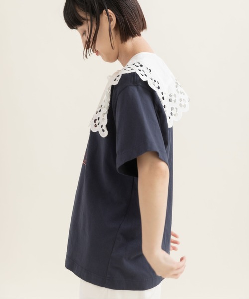 CHILD WOMAN(チャイルドウーマン)の「アメリカンドライ天竺 エトワールプリント フットボールTシャツ(Tシャツ/カットソー・レディース・ネイビー/アイボリー/グレー・FREE)」の18枚目の写真