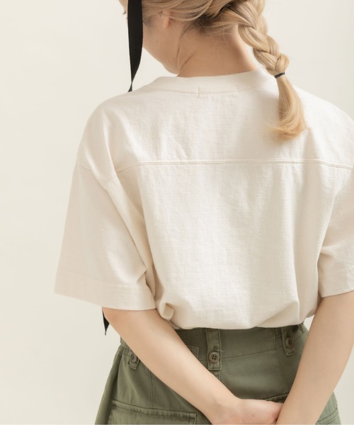 CHILD WOMAN(チャイルドウーマン)の「アメリカンドライ天竺 エトワールプリント フットボールTシャツ(Tシャツ/カットソー・レディース・ネイビー/アイボリー/グレー・FREE)」の4枚目の写真