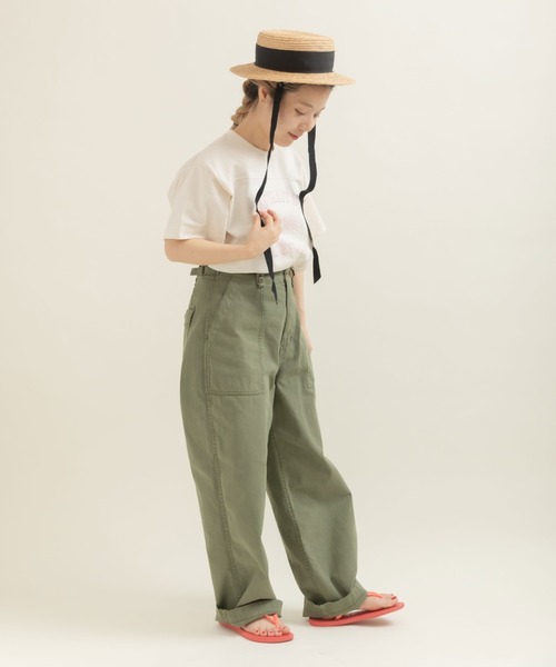 CHILD WOMAN(チャイルドウーマン)の「アメリカンドライ天竺 エトワールプリント フットボールTシャツ(Tシャツ/カットソー・レディース・ネイビー/アイボリー/グレー・FREE)」の7枚目の写真