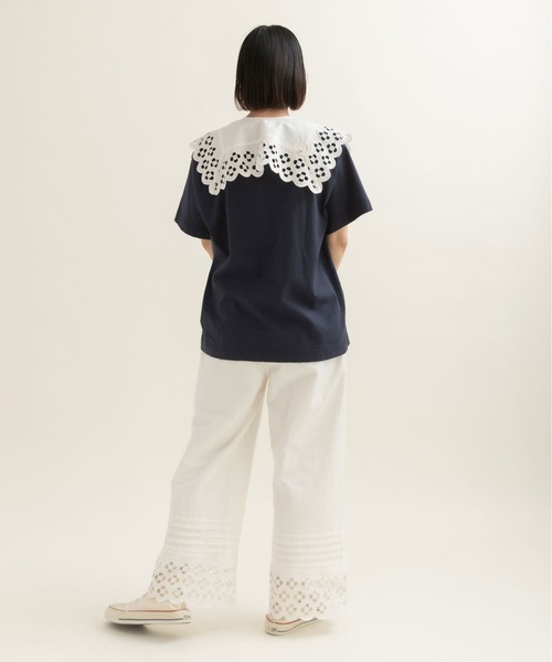 CHILD WOMAN(チャイルドウーマン)の「アメリカンドライ天竺 エトワールプリント フットボールTシャツ(Tシャツ/カットソー・レディース・ネイビー/アイボリー/グレー・FREE)」の22枚目の写真
