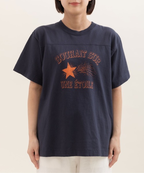CHILD WOMAN(チャイルドウーマン)の「アメリカンドライ天竺 エトワールプリント フットボールTシャツ(Tシャツ/カットソー・レディース・ネイビー/アイボリー/グレー・FREE)」の9枚目の写真
