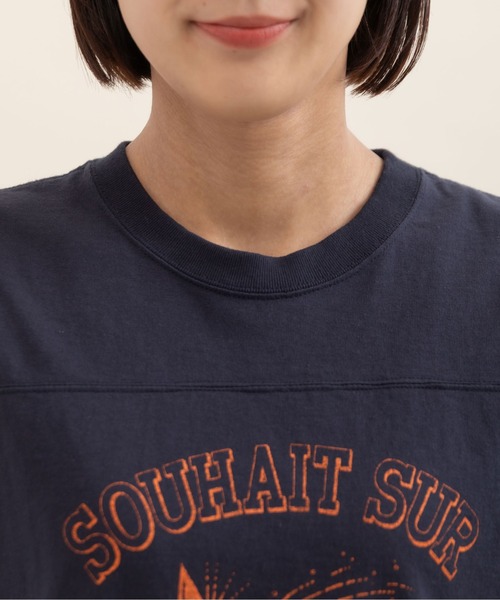 CHILD WOMAN(チャイルドウーマン)の「アメリカンドライ天竺 エトワールプリント フットボールTシャツ(Tシャツ/カットソー・レディース・ネイビー/アイボリー/グレー・FREE)」の13枚目の写真