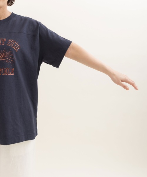 CHILD WOMAN(チャイルドウーマン)の「アメリカンドライ天竺 エトワールプリント フットボールTシャツ(Tシャツ/カットソー・レディース・ネイビー/アイボリー/グレー・FREE)」の12枚目の写真