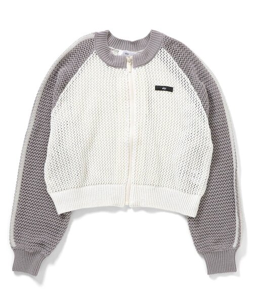 algy（アルジー）の「メッシュニットカーデ（カーディガン/ボレロ・キッズ・オフホワイト/グレー・140/130/160/150）」の7枚目の写真