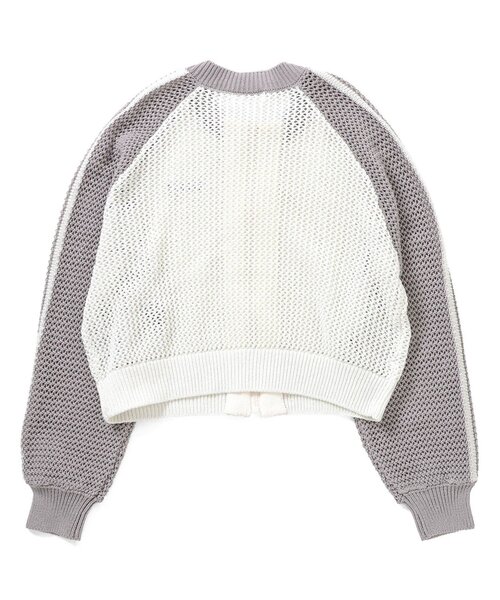 algy（アルジー）の「メッシュニットカーデ（カーディガン/ボレロ・キッズ・オフホワイト/グレー・140/130/160/150）」の11枚目の写真