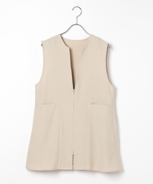 LEPSIM（レプシィム）の「《リネンライクドライシリーズ》切り替えポケベスト　639020（その他アウター・レディース・ライトベージュ/ブラック/ダークブラウン/オレンジ系その他・FREE）」の4枚目の写真