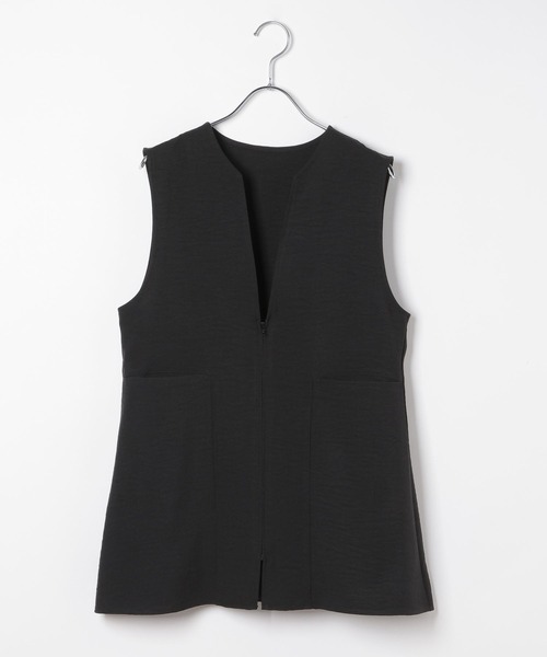 LEPSIM（レプシィム）の「《リネンライクドライシリーズ》切り替えポケベスト　639020（その他アウター・レディース・ライトベージュ/ブラック/ダークブラウン/オレンジ系その他・FREE）」の2枚目の写真