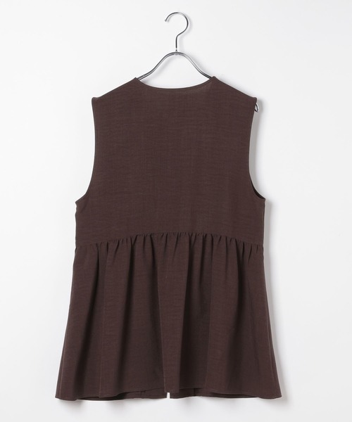 LEPSIM（レプシィム）の「《リネンライクドライシリーズ》切り替えポケベスト　639020（その他アウター・レディース・ライトベージュ/ブラック/ダークブラウン/オレンジ系その他・FREE）」の5枚目の写真