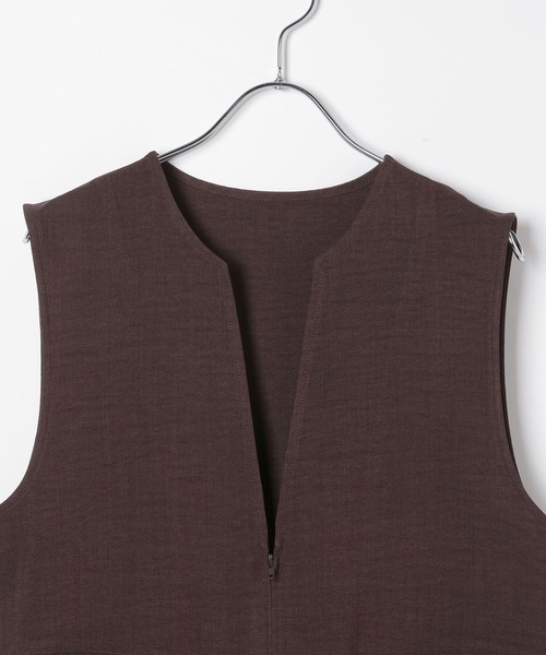 LEPSIM（レプシィム）の「《リネンライクドライシリーズ》切り替えポケベスト　639020（その他アウター・レディース・ライトベージュ/ブラック/ダークブラウン/オレンジ系その他・FREE）」の6枚目の写真