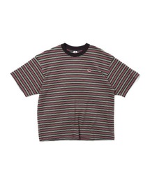 ピーチ起毛天竺ボーダーTシャツ1 / マルチボーダー 半袖 クルーネックTシャツ / オールシーズン