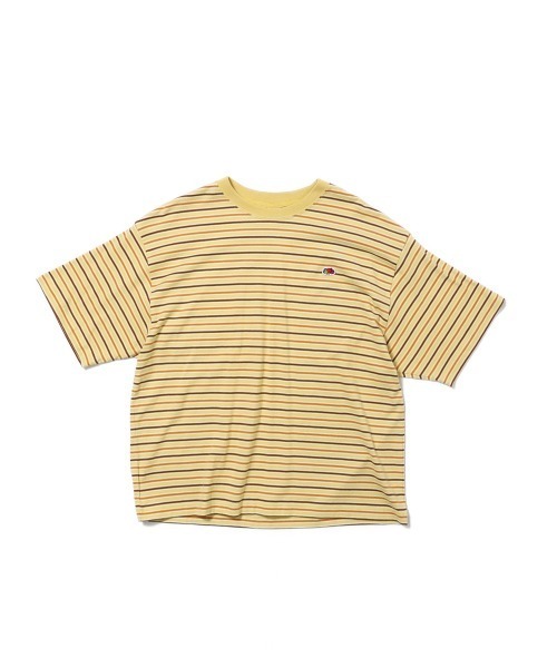 FRUIT OF THE LOOM(フルーツオブザルーム)の「ピーチ起毛天竺ボーダーTシャツ1 / マルチボーダー 半袖 クルーネックTシャツ / オールシーズン(Tシャツ/カットソー・メンズ・イエロー/アイボリー/チャコールグレー・L/M/S)」の3枚目の写真