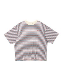 ピーチ起毛天竺ボーダーTシャツ1 / マルチボーダー 半袖 クルーネックTシャツ / オールシーズン