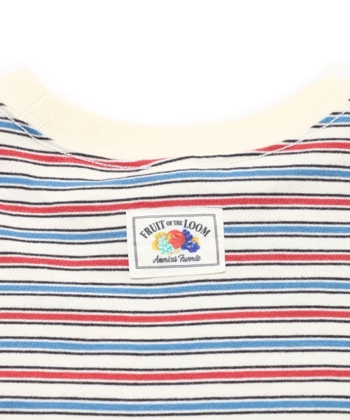 FRUIT OF THE LOOM(フルーツオブザルーム)の「ピーチ起毛天竺ボーダーTシャツ1 / マルチボーダー 半袖 クルーネックTシャツ / オールシーズン(Tシャツ/カットソー・メンズ・イエロー/アイボリー/チャコールグレー・L/M/S)」の7枚目の写真